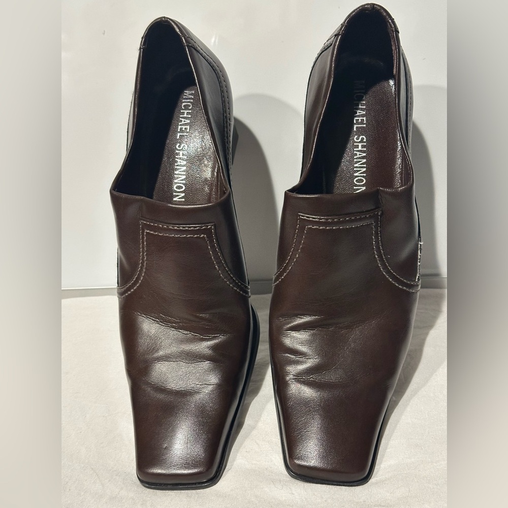 Michael Shannon Chocolate Brown Marmo Women's Slip On Heels Shoes - Size 7.5